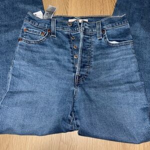 LEVI’S High Rise Straight Leg Blue Denim Button-Fly Jeans